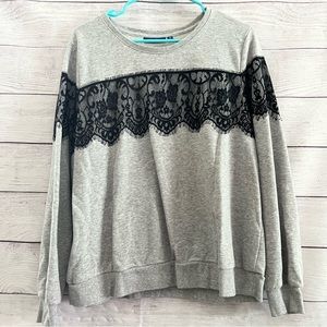 Apt 9 Lightweight Pullover Sweater Sweatshirt Crew Neck with Lace